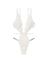 Shine Strap Lace Crotchless Teddy