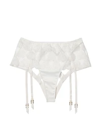 Heart Embroidery Open Back Garter Panty
