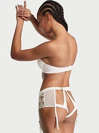 Heart Embroidery Open Back Garter Panty