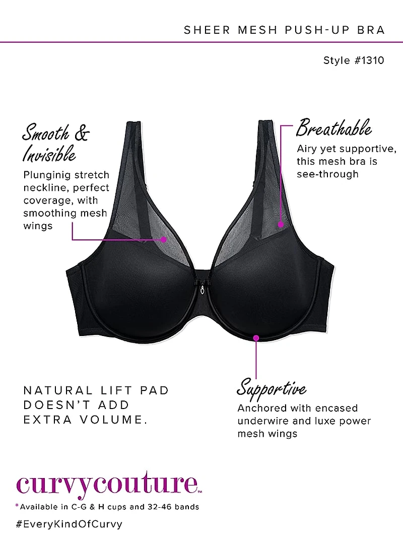 Sheer Mesh Push-Up Bra