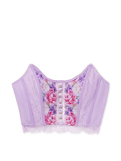 Floral Embroidery Strapless Corset Top