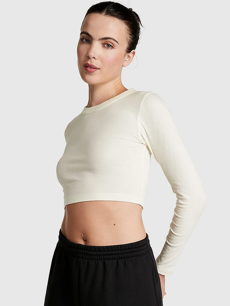 Rib Long-Sleeve Crop Top