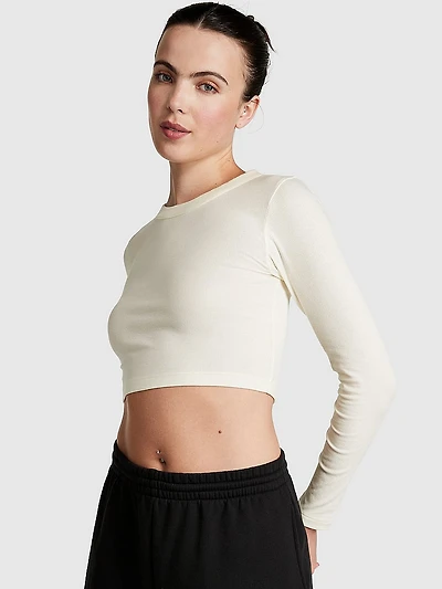 Rib Long-Sleeve Crop Top