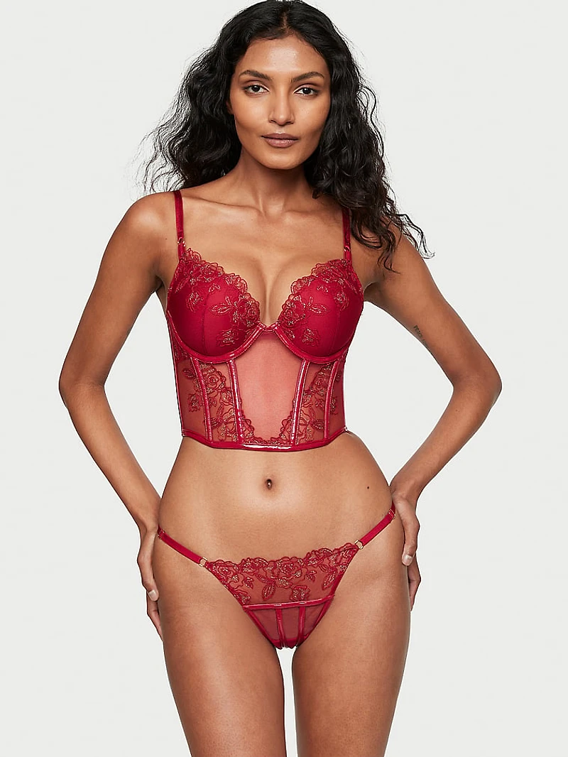 Midnight Affair Embroidery Push-Up Corset Top