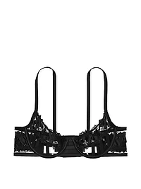 Satin Ziggy Glam Floral Embroidery Strappy Open-Cup Bra