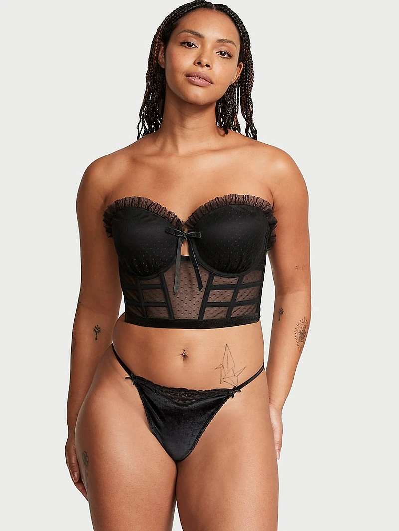Strapless Dotted Mesh Corset Top