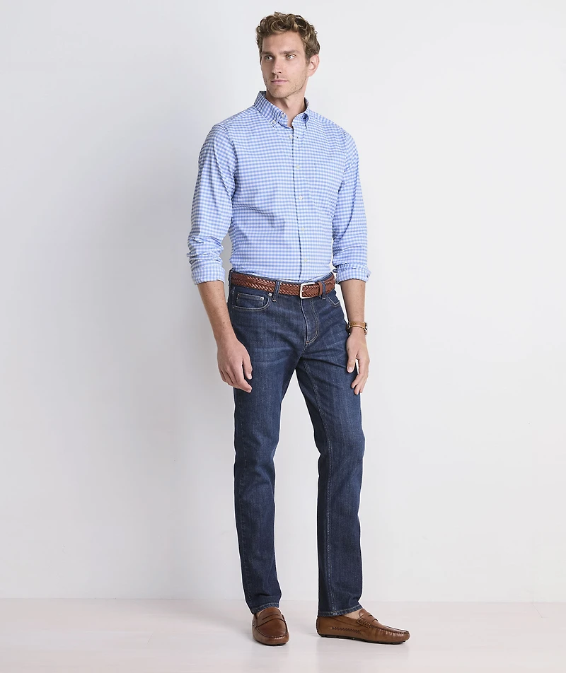 Skysail Gingham Performance Cotton Slim Fit Shirt