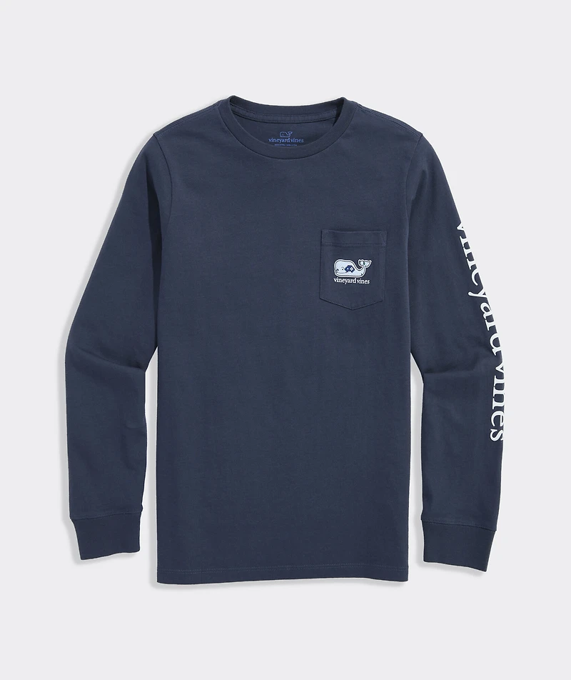 Boys' Pixel Gamer Whale Long-Sleeve Pocket Tee