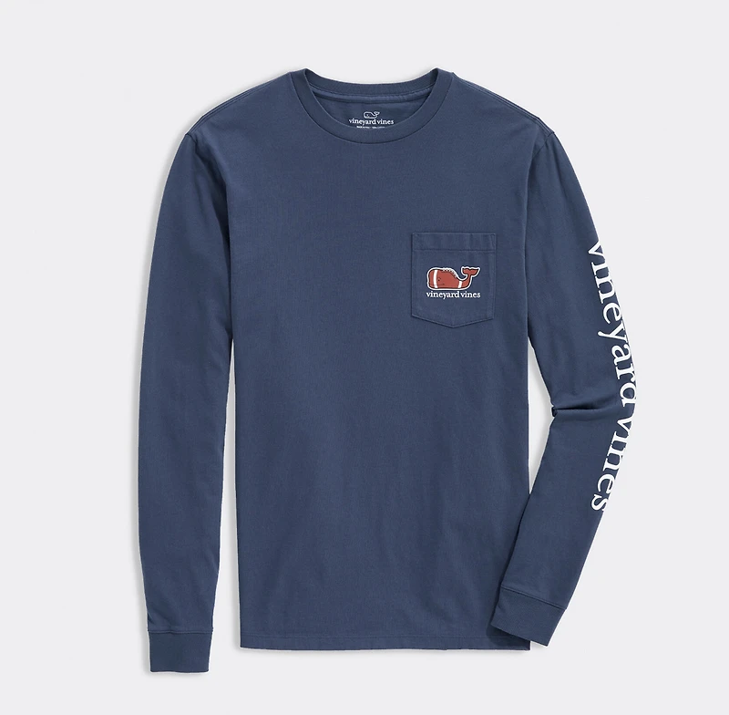 Football Whale Long-Sleeve Pocket Tee