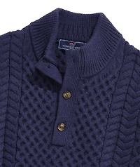 OUTLET Cable Button Mockneck Sweater