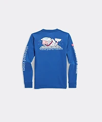 Boys' Glow-In-The-Dark USA Space Whale Long-Sleeve Pocket Tee