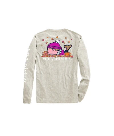 OUTLET Girls' Fall Character Whale Long-Sleeve Pocket Tee