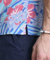 Island Floral Linen Blend Short-Sleeve Cabana Shirt