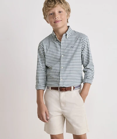 Boys' Skysail Gingham Performance Cotton Shirt