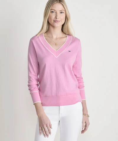 Cotton Cashmere Heritage V-Neck Sweater