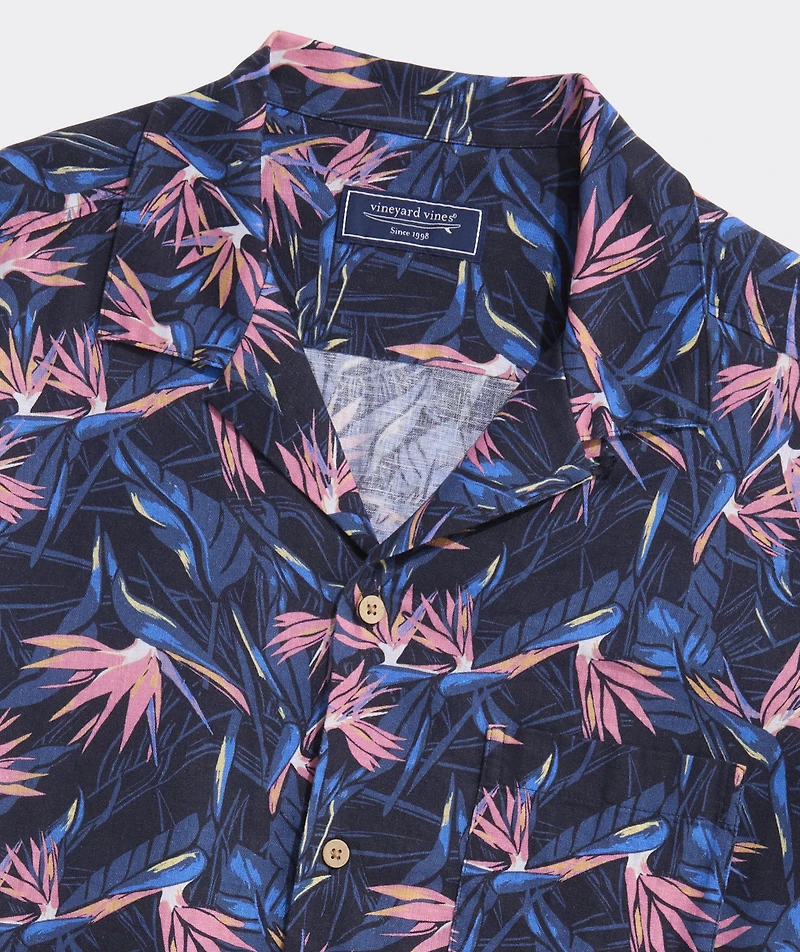 Birds of Paradise Linen Blend Short-Sleeve Cabana Shirt