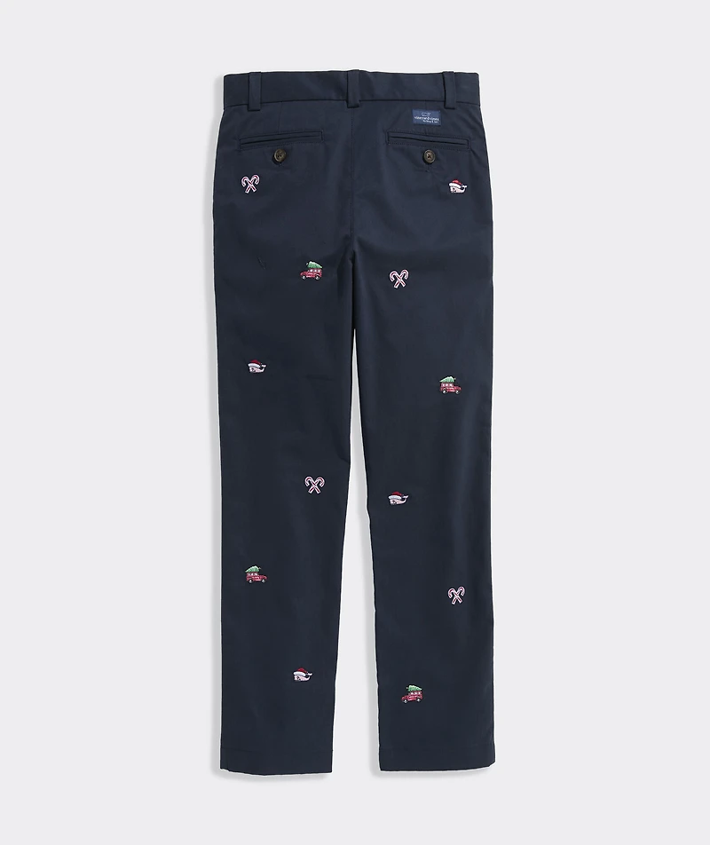 Boys' Holiday Embroidered Breaker Pants