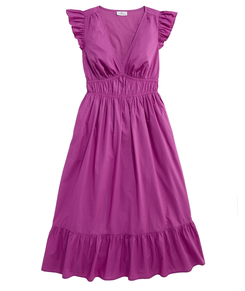 OUTLET Solid Poplin Midi Dress