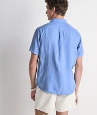 Garment-Dyed Surfside Solid Linen Short-Sleeve Shirt
