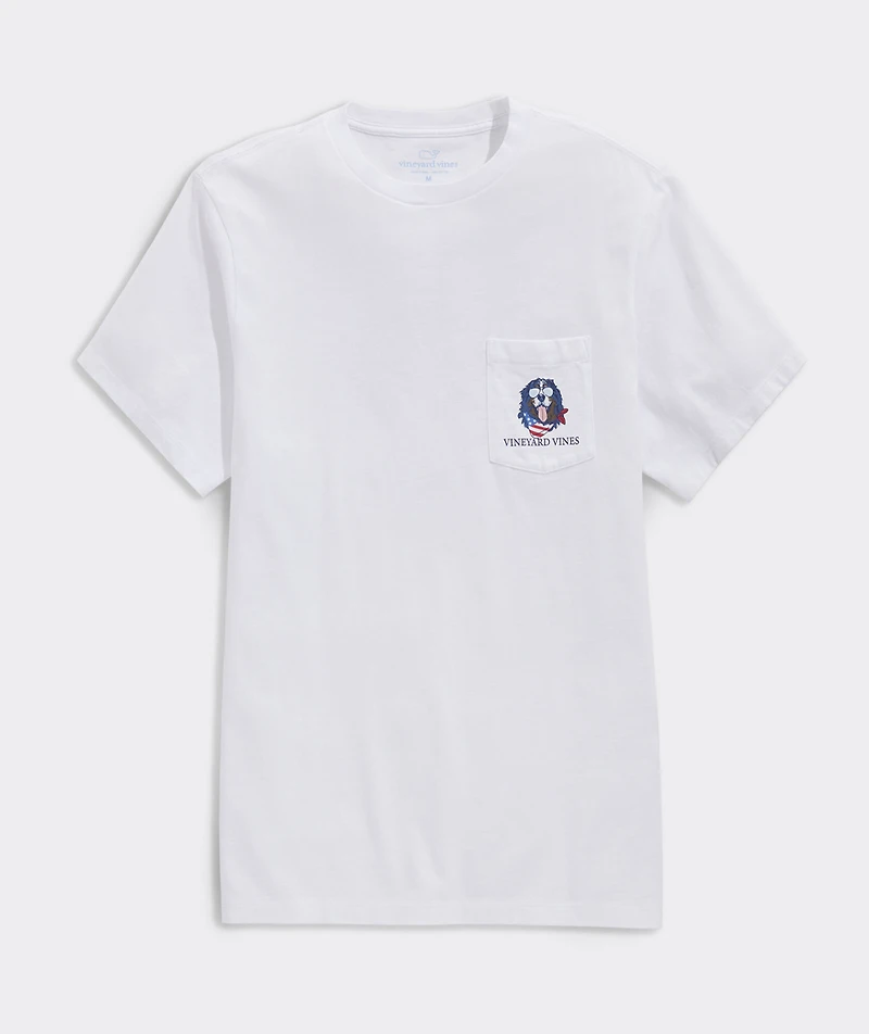 USA Flag Mountain Dog Short-Sleeve Pocket Tee