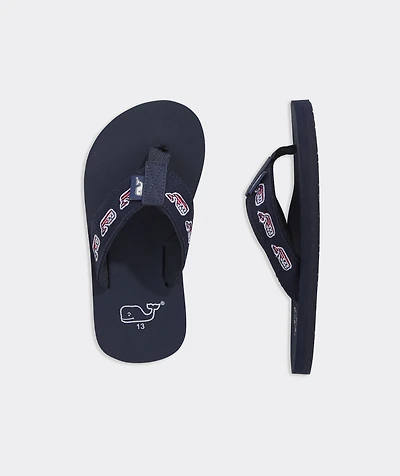 Boys' Embroidered Flag Whale Foam Flip Flops