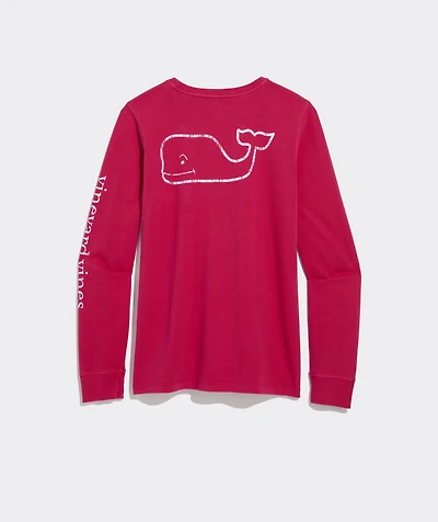 Garment-Dyed Vintage Whale Long-Sleeve Pocket Tee