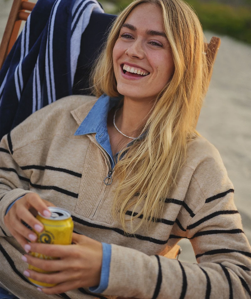 Breton Stripe Half-Zip Sweater