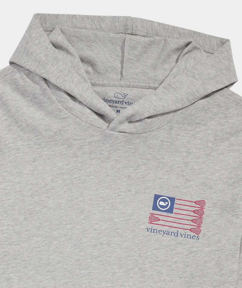 USA Lacrosse Flag Cotton Long-Sleeve Hoodie Tee