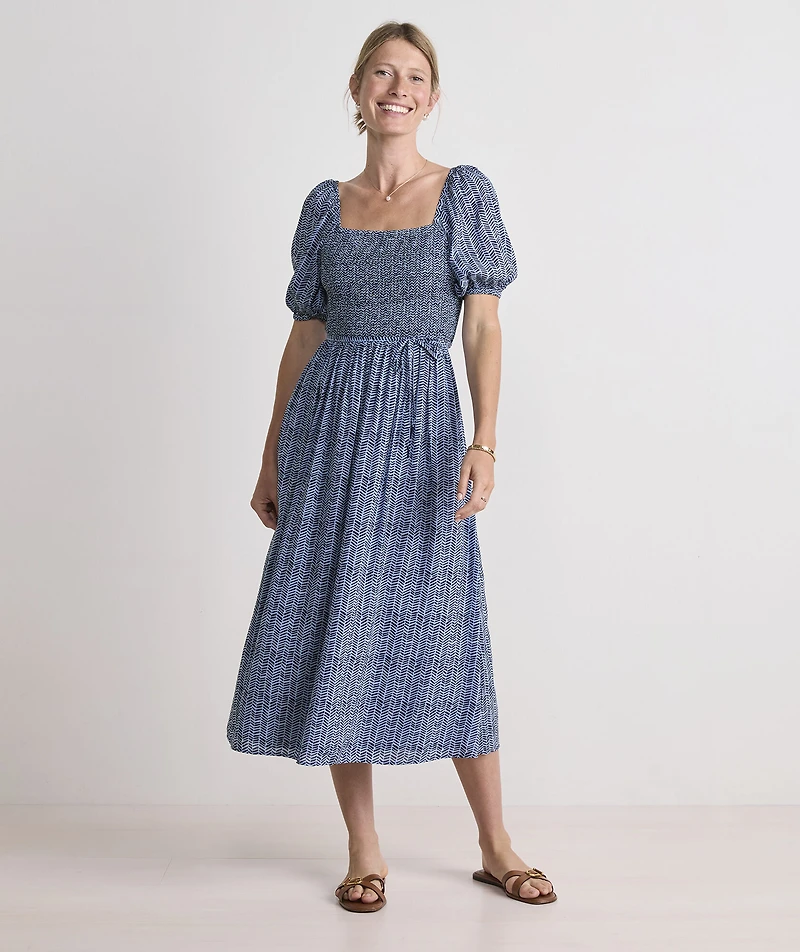 Ellen Puff-Sleeve Midi Dress