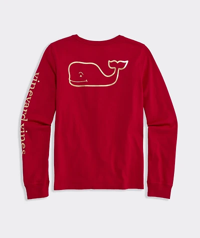 Girls Foil Vintage Whale Long-Sleeve Pocket Tee