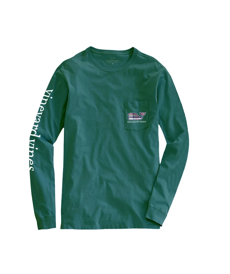 OUTLET Holiday Plaid Whale Long-Sleeve Pocket Tee