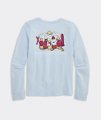 Girls' Glitter Ski Pups Long-Sleeve Pocket Tee