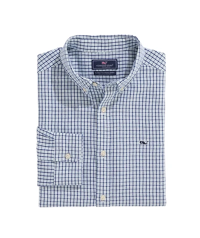 OUTLET Cotton-Linen Long-Sleeve Tattersall Shirt