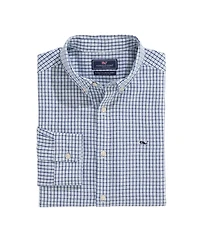 OUTLET Cotton-Linen Long-Sleeve Tattersall Shirt