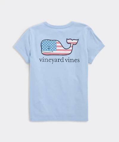 Girls' Flag Whale Short-Sleeve Pocket Tee