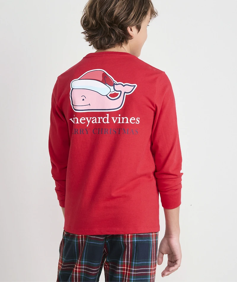 Boys' 2025 Santa Whale Long-Sleeve Pocket Tee