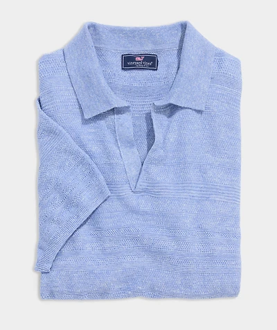 Linen Blend Sweater Polo