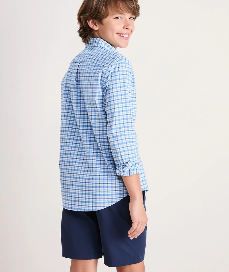 Boys' Bellamy Plaid Performance Cotton Shirt
