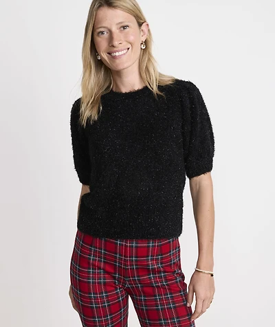 Tinsel Short-Sleeve Crewneck Sweater