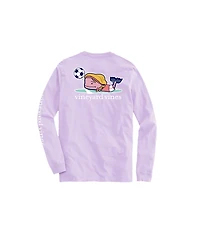 OUTLET Girls' Soccer Whale Long-Sleeve Pocket Tee