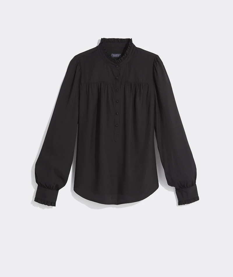 Silk Twill Ruffle Collar Popover