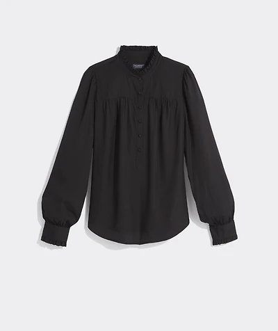 Silk Twill Ruffle Collar Popover