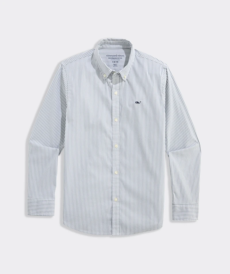 Boys' Admiral Stripe Performance Cotton Shirt
