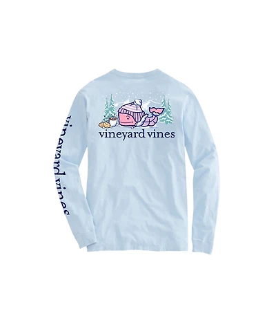 OUTLET Girls Winter Wonderland Whale Long-Sleeve Pocket Tee
