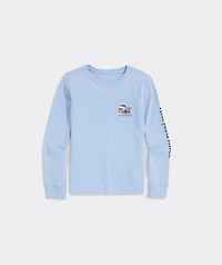 Girls' Glitter Ice Skater Whale Long-Sleeve Pocket Tee