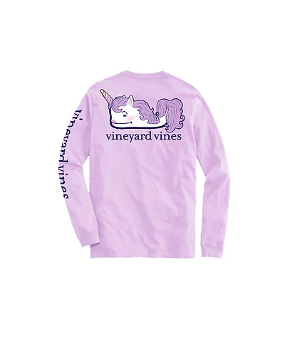 OUTLET Girls Glitter Unicorn Whale Long-Sleeve Pocket Tee