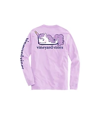 OUTLET Girls Glitter Unicorn Whale Long-Sleeve Pocket Tee