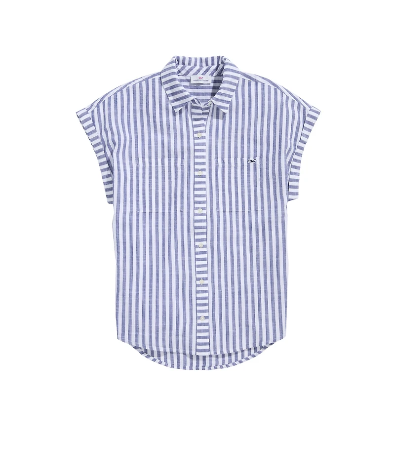 OUTLET Women's Striped Lightweight Short-Sleeve Button-Down