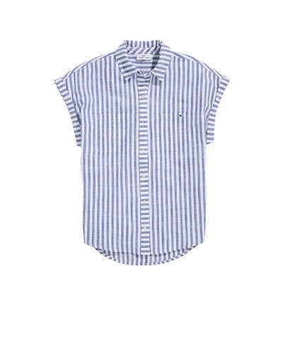 OUTLET Women's Striped Lightweight Short-Sleeve Button-Down