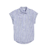 OUTLET Women's Striped Lightweight Short-Sleeve Button-Down